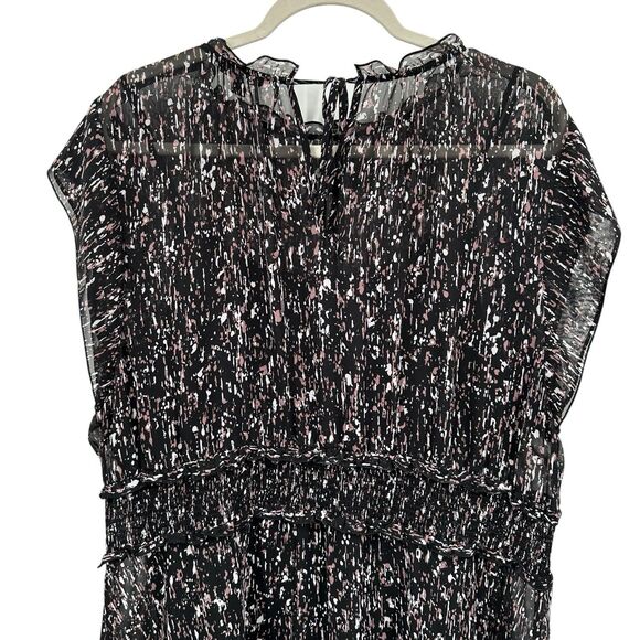 Simply Vera XXL Midi Dress Black Chiffon w/ Slip Black Pink Smocked Hi-Lo Party - Picture 5 of 10